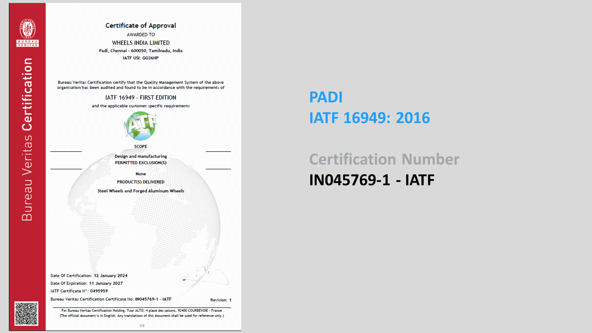 IATF 16949 : 2016  Padi